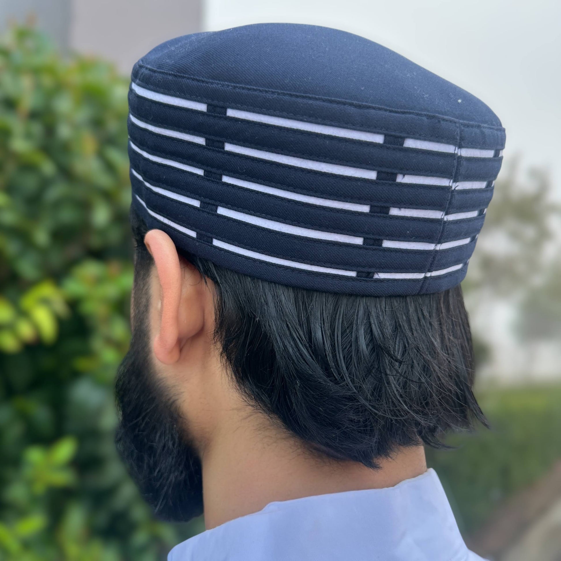 Men's Premium Kufi - Maroon Stripe Cap