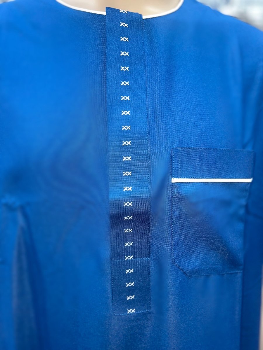 Al Haramain Men's Moroccan Short Sleeve Thobe - Royal Blue - Barakah Shops