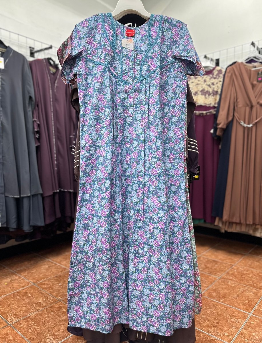 Cotton Blend Short Sleeve Maxi Nightgown - Barakah Shops