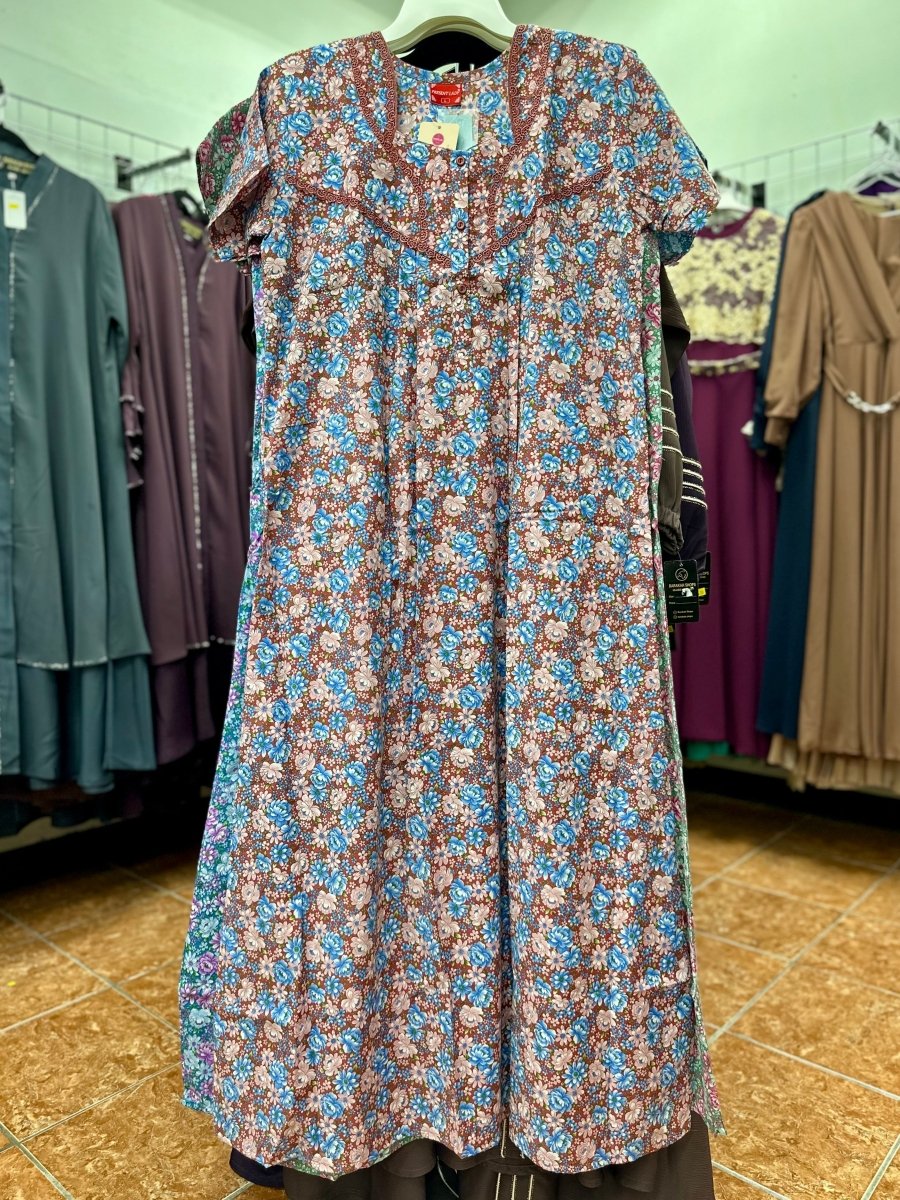 Cotton Blend Short Sleeve Maxi Nightgown - Barakah Shops