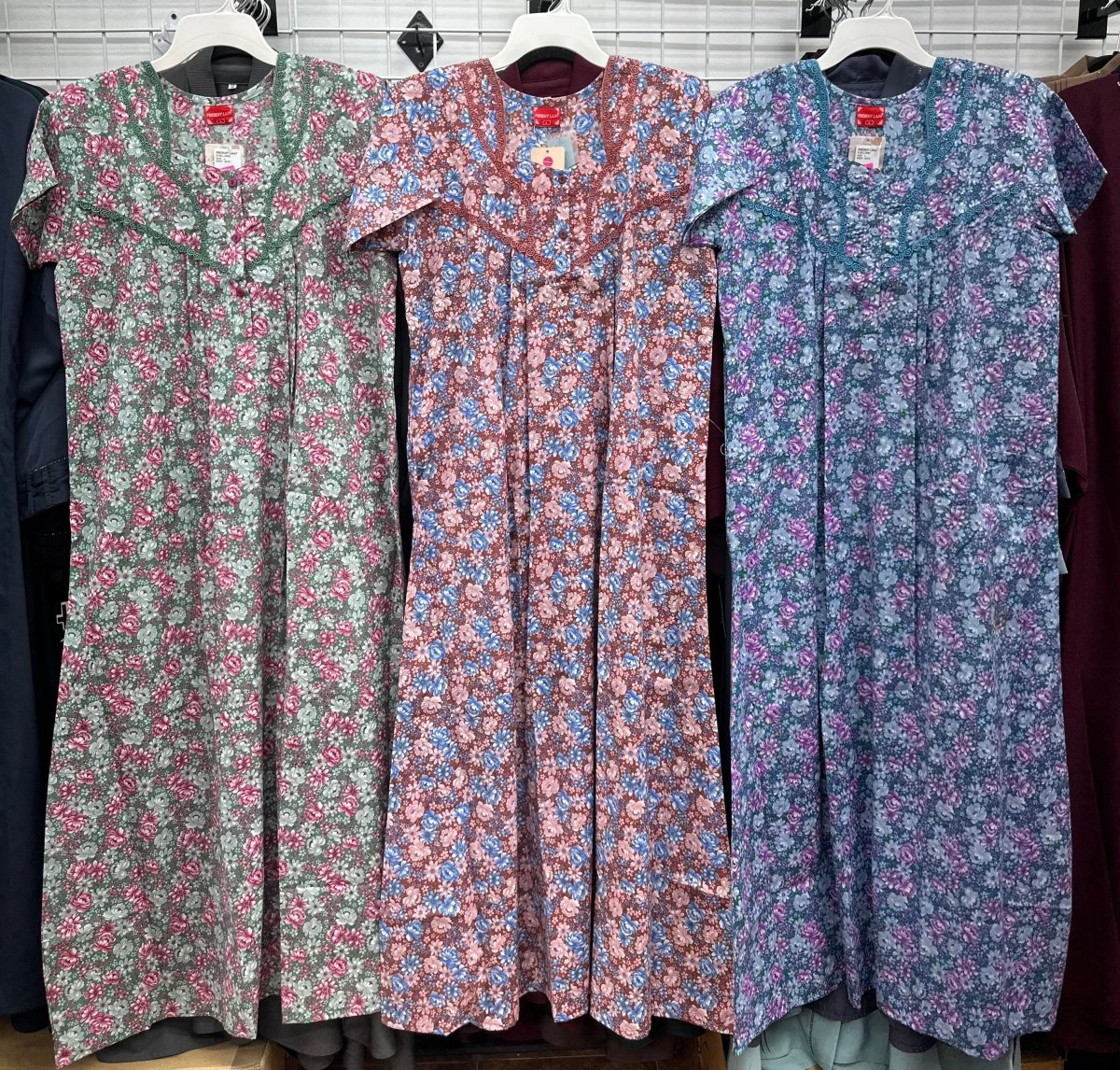 Cotton Blend Short Sleeve Maxi Nightgown - Barakah Shops