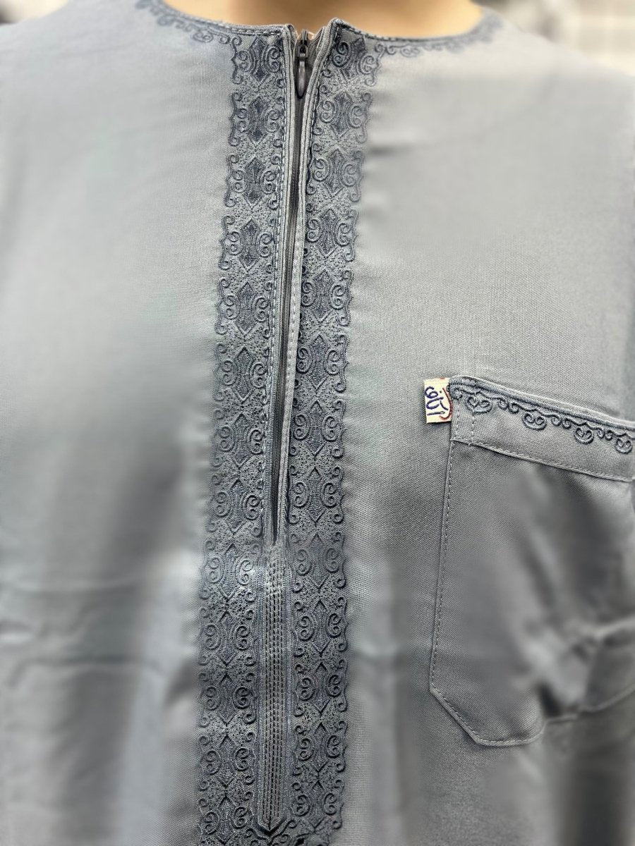Ikaf Men's Short Sleeve Moroccan Thobe - Light Blue - Barakah Shops