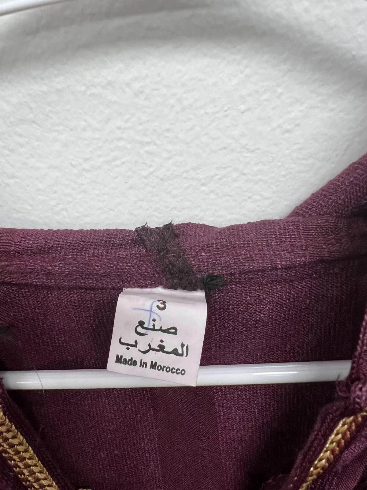 Men's Moroccan Striped Hoodie Thobe - Maroon