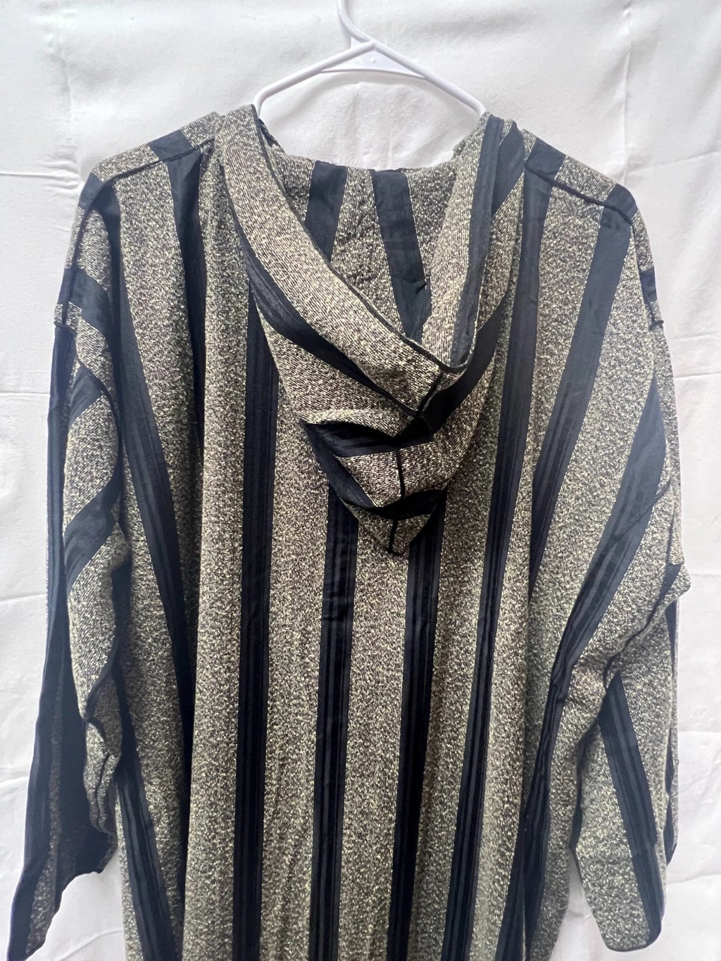 Men's Moroccan Striped Hoodie Thobe - Black/Gold
