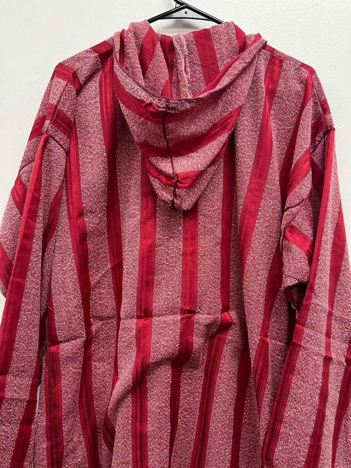 Men's Moroccan Striped Hoodie Thobe - Red