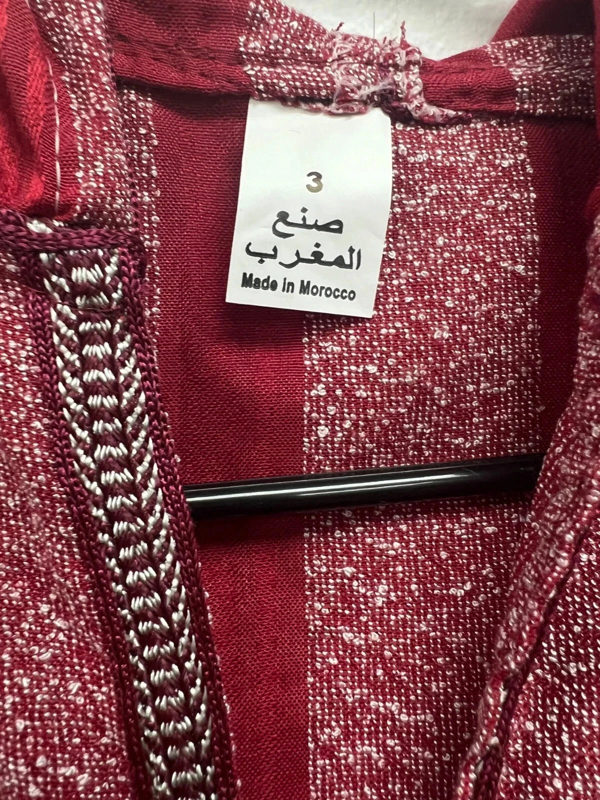 Men's Moroccan Striped Hoodie Thobe - Red