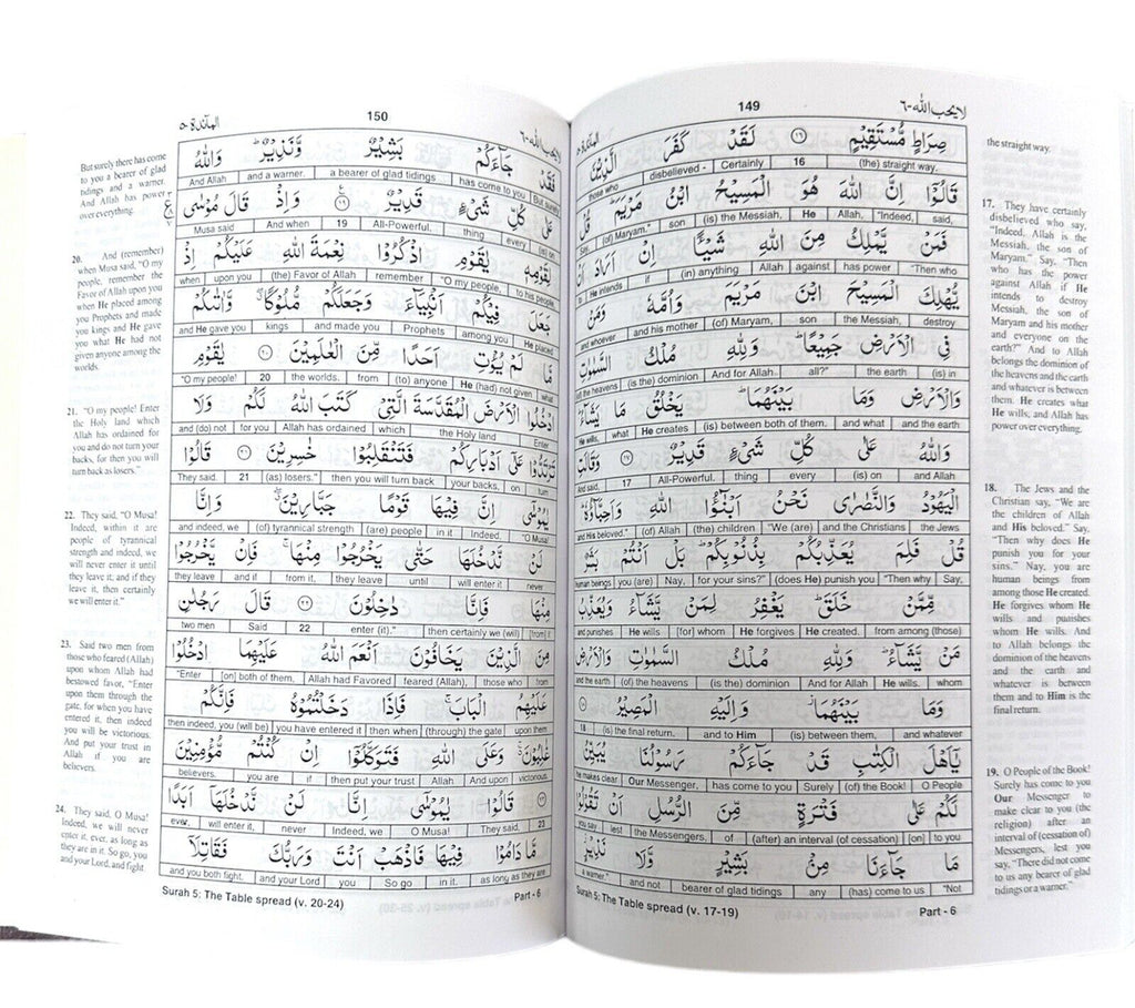 The Glorious Quran Word to Word Translation 3 Volume IndoPak Script