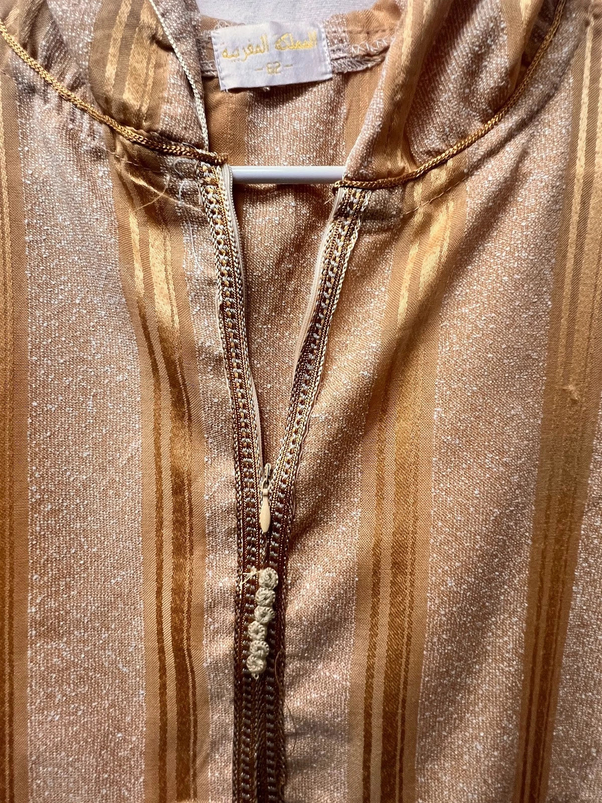 Men's Moroccan Striped Hoodie Thobe - Orange