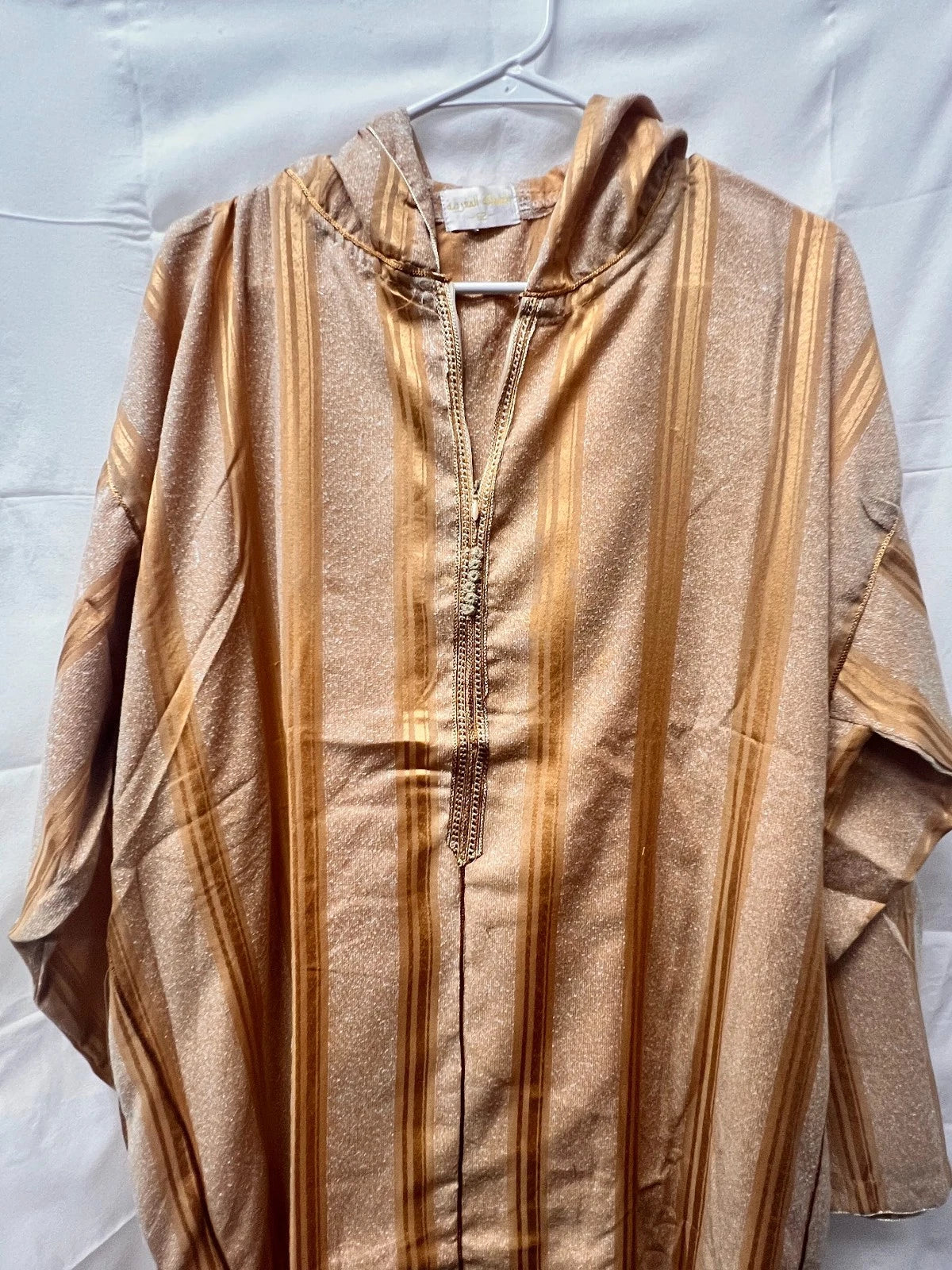 Men's Moroccan Striped Hoodie Thobe - Orange