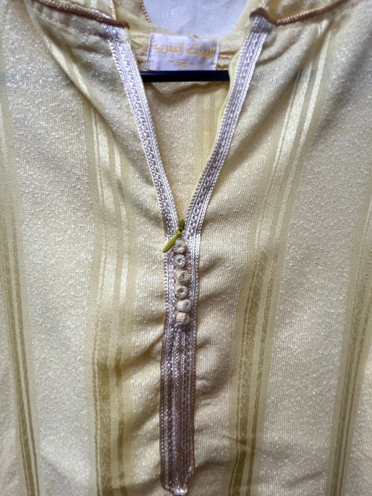 Men's Moroccan Striped Hoodie Thobe - Yellow