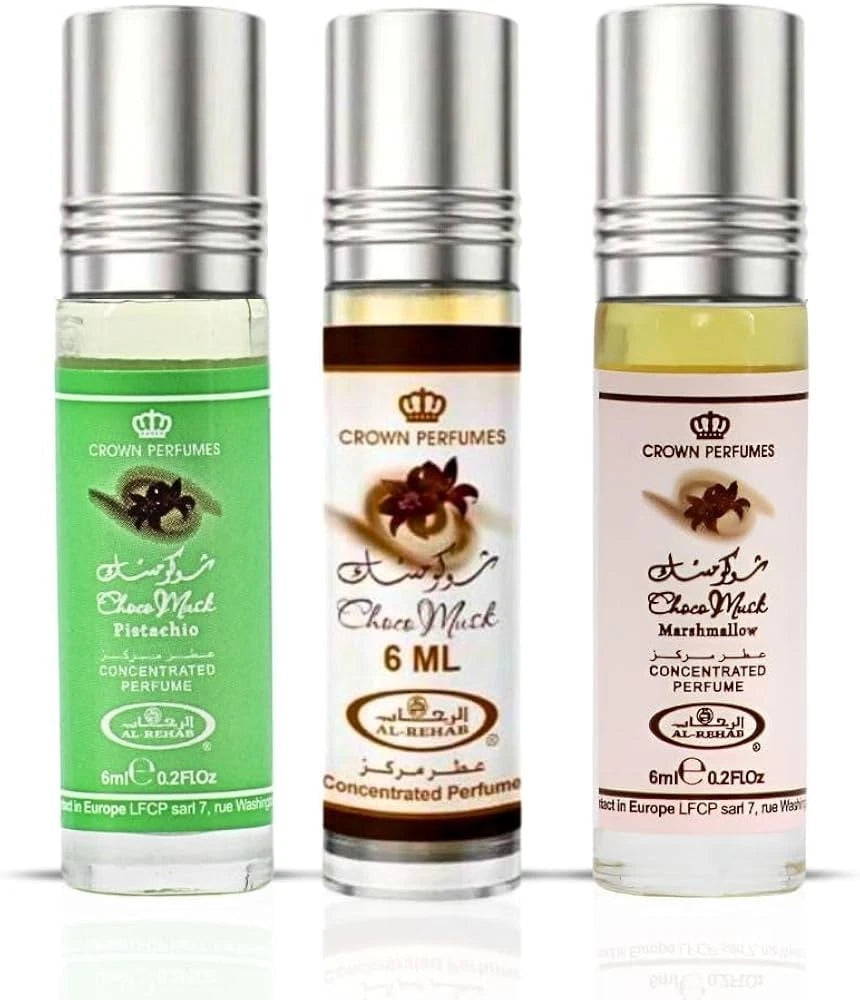 Choco Musk + Marshmallow & Pistachio 6mL Perfume Oil Al Rehab 3 Pack