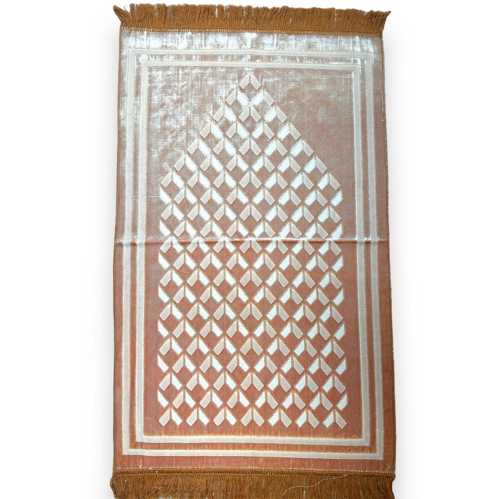 Velvet Prayer Rug - Peach/Orange