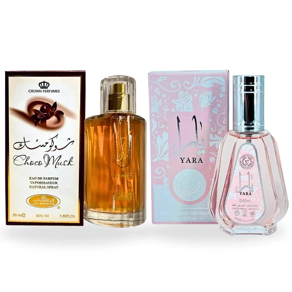 Choco Musk 50mL + Yara 50mL EDP Perfume Sprays Bundle